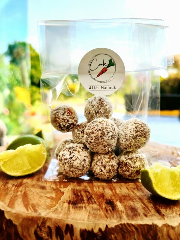 Snack balletjes kokos-limoen