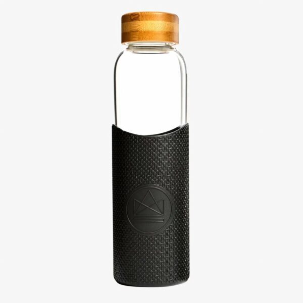 Waterfles glas - zwart